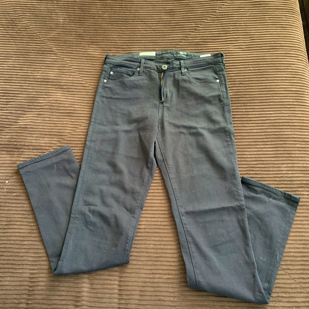 Black straight leg mid rise jeans
